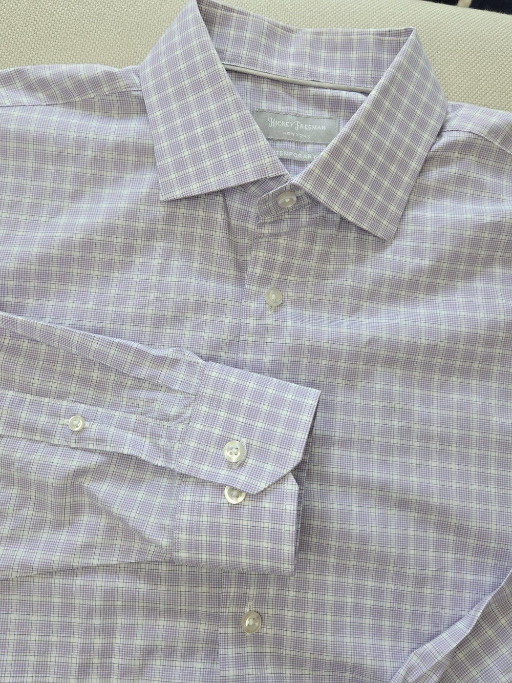 Hickey Freeman New York Men's Lavendar Button Down Dress Shirt 17 32/33 Classic